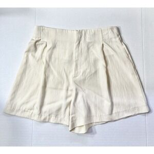 NWT Zara Satin Effect Shorts Women's Medium Ivory High Waisted Pleated Luxury